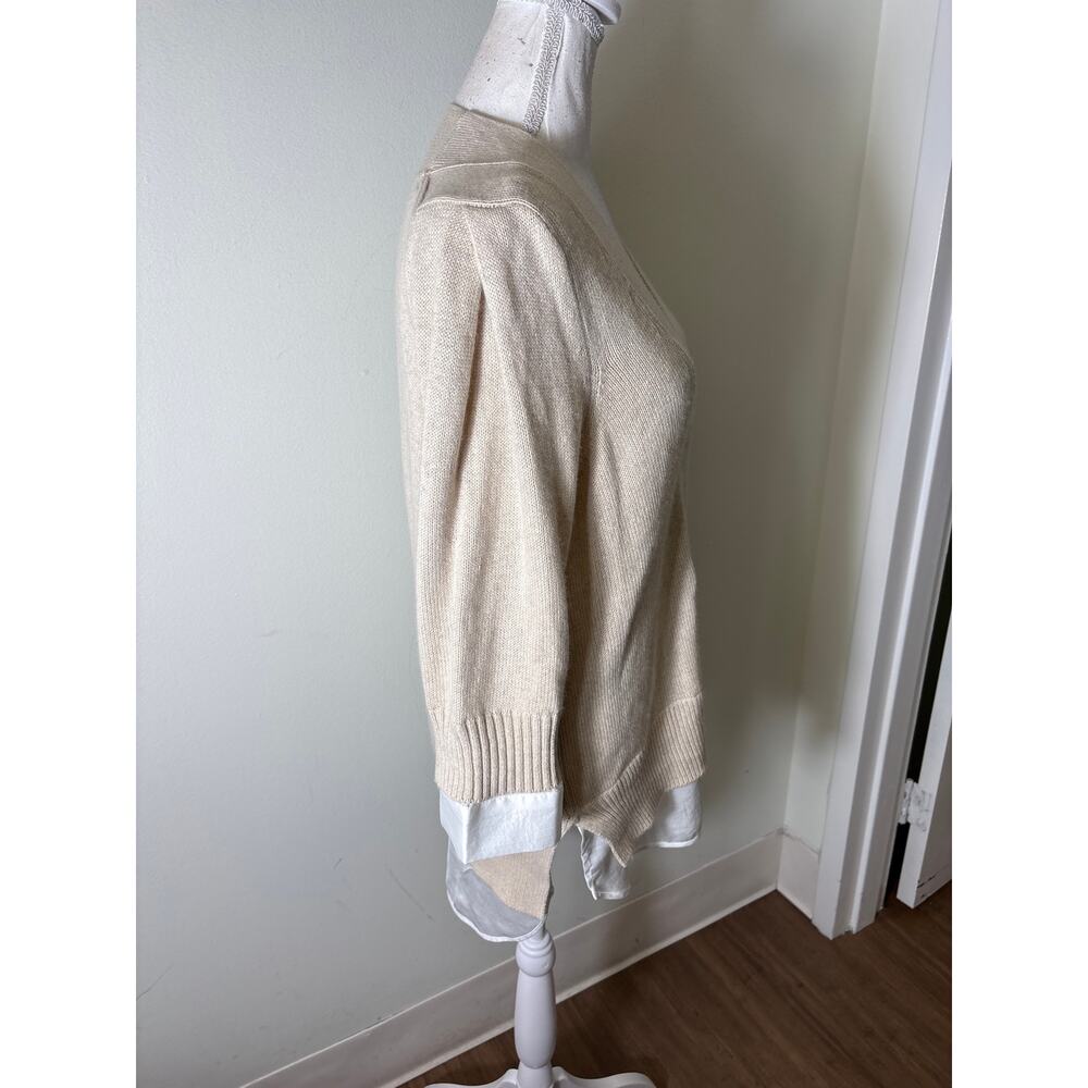 Brochu Walker Oatmeal Long Sleeve V-Neck Layered Sweater Sz L - Picture 3 of 5
